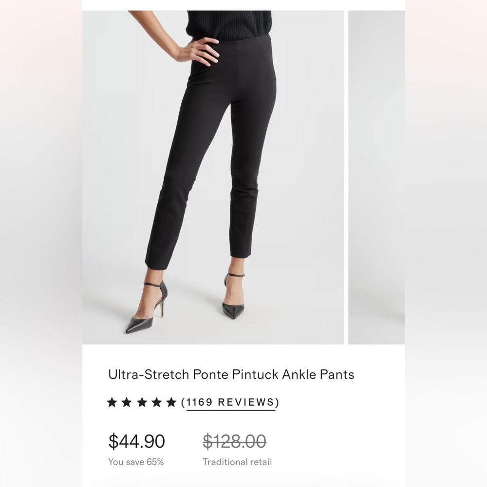 NWT Quince Ultra-Stretch Ponte Pintuck Ankle Pants